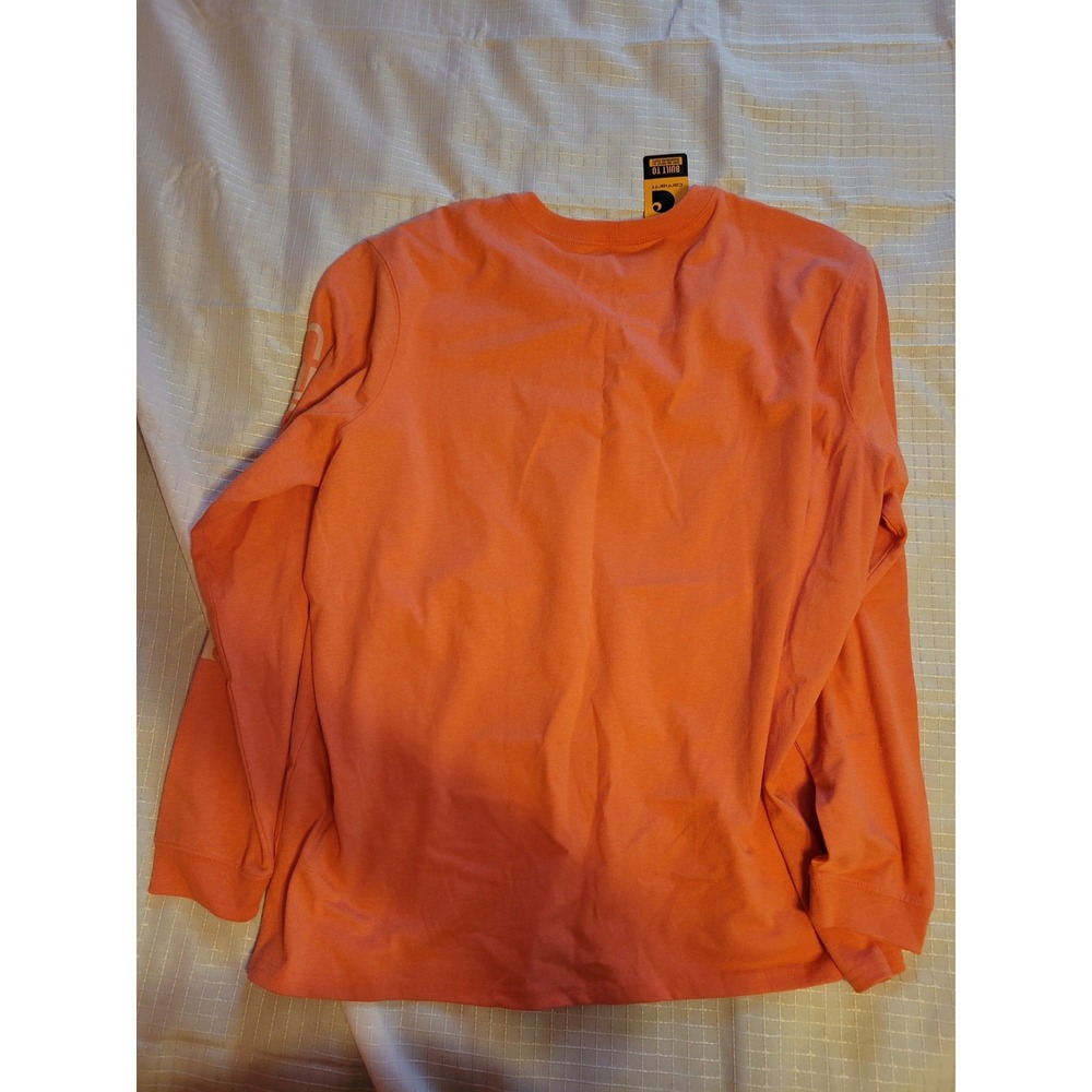 Carhartt Womens 2X Loose Fit Long Sleeve Graphic T-Shirt Coral Orange NWT - Picture 5 of 12